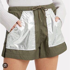 GANNI “Mica” Colorblock Tech Shorts, size 42/US10